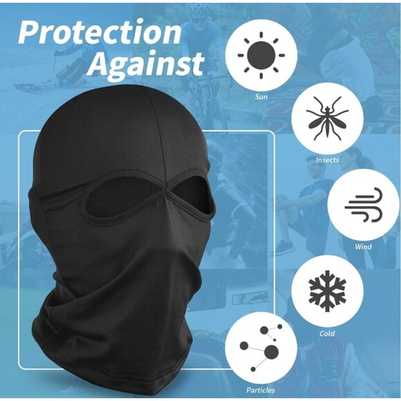 YESLIFE Balaclava Ski Mask Full Face Black No Mouth Opening, 2 Eyes (008-9) - Picture 3 of 5